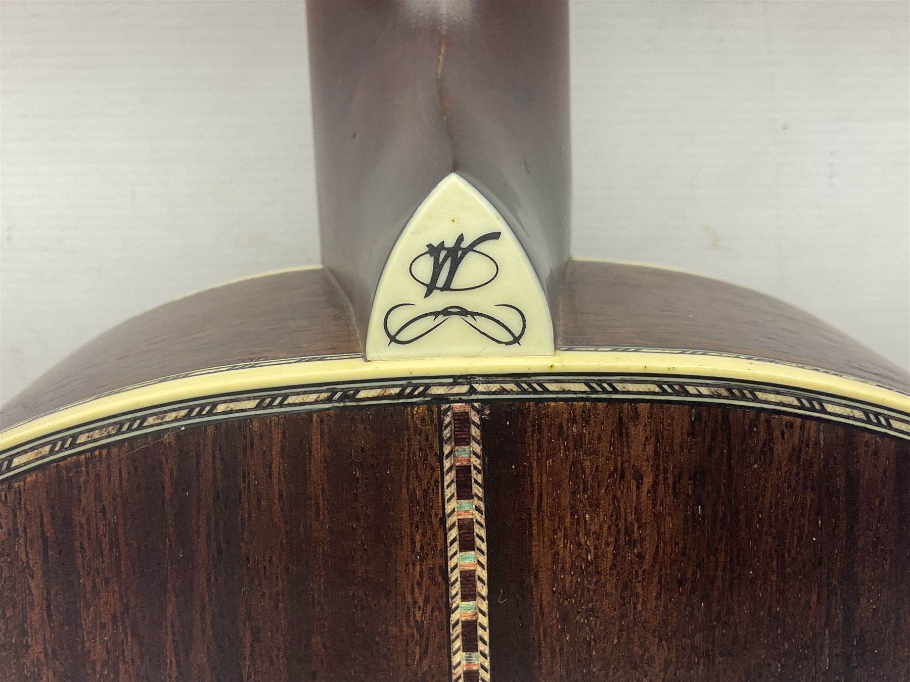 Indonesian crafted re-issue of an early Washburn Parlour guitar, model P314KK, bearing 125 years celebration label dated 2008; serial no.01120400171; L95cm; in Washburn case