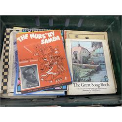 Collection of early 20th century and later sheet music, to include Francis & Day's Community Song Album, A Brown Bird Singing by Haydn Wood, Songs Of The New World by Desmond MacMahon, etc, in two boxes