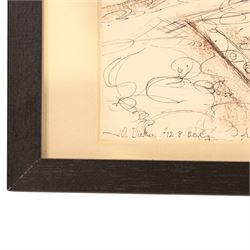 Jill Dickinson (British 20th Century): Interior Scenes, three ink and wash drawings, variously signed and dated '50, 26cm x 36cm (3)