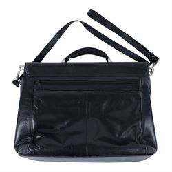 Black soft leather fitted brief case with shoulder strap W40cm, H30cm
