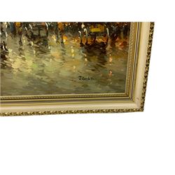 Johnny Gaston (British 1955-): Parisian Street Scene, oil on canvas signed 59cm x 90cm