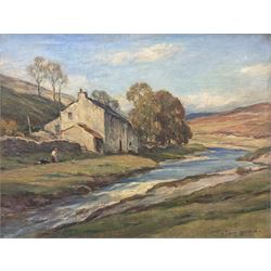 Owen Bowen (Staithes Group 1873-1967): New House Farm 'Langstrothdale - Upper Wharfedale', oil on canvas signed, titled verso 50cm x 65cm