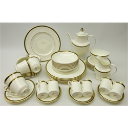  Royal Doulton 'Geneva' pattern dinner, tea and coffee service for six persons, comprising six dinner plates, six tea plates, six bowls, six coffee cusp & saucers, six tea cups & saucers, coffee pot, milk jug & sugar bowl (45)  