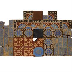 Minton & Co, Gothic Revival polychrome encaustic floor tiles, circa 1850, including six de...