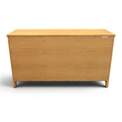 Contemporary light oak sideboard, three cupboards and three soft close drawers