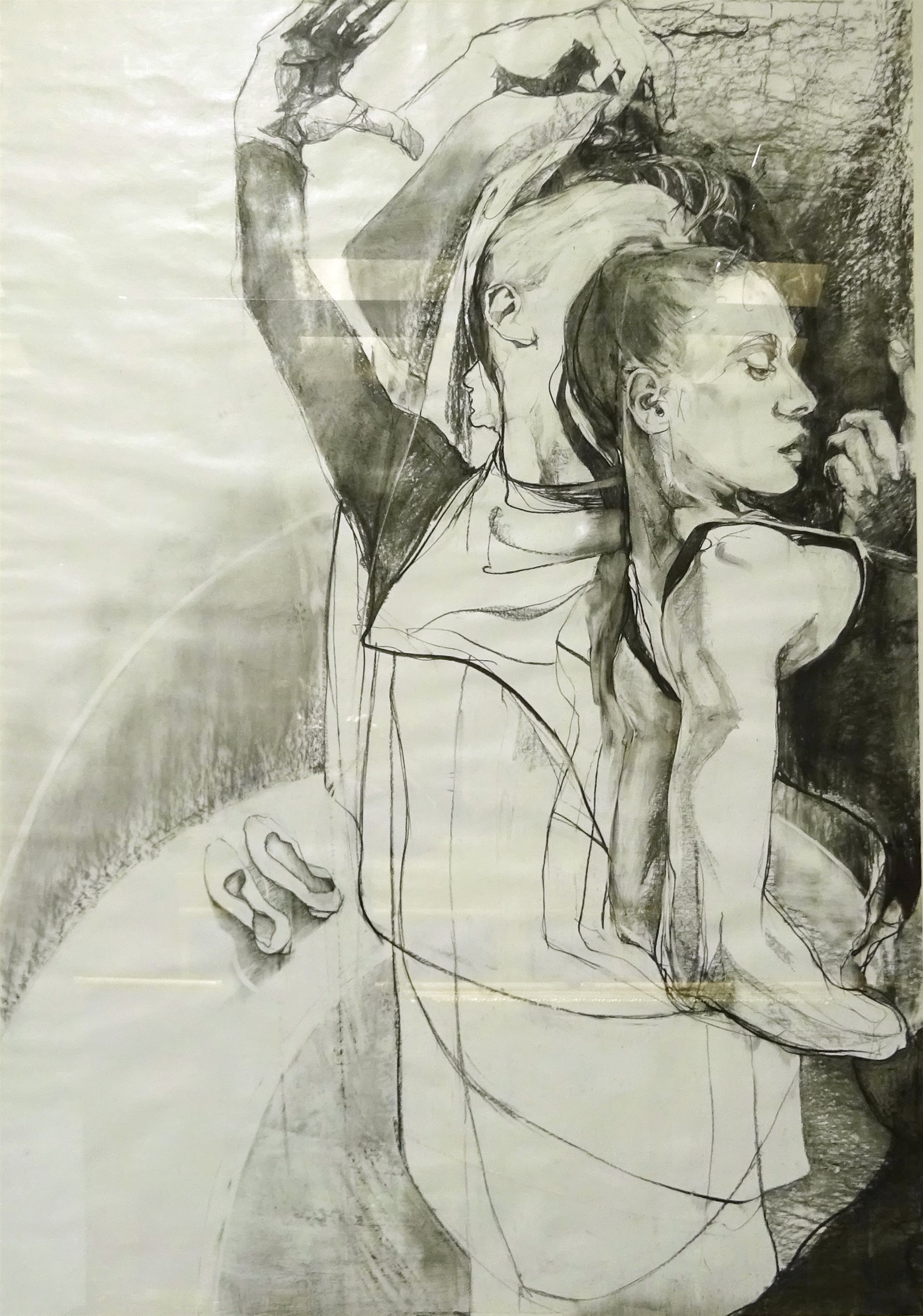 Angela Summers (British Contemporary): 'Red Shoes II', graphite and charcoal, signed and dated '96, 150cm x 104cm