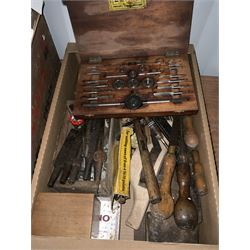 Large quantity of woodworking and other tools, to include saws, chisels, screws with drawers, clamps, bolt cutters, glass jars, magazines, large planer, router etc - THIS LOT IS TO BE COLLECTED BY APPOINTMENT FROM DUGGLEBY STORAGE, GREAT HILL, EASTFIELD, SCARBOROUGH, YO11 3TX