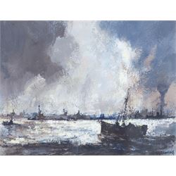 Richard Marshall (British 1944-2006): Hartlepool Harbour, oil on board signed 16cm x 21cm 