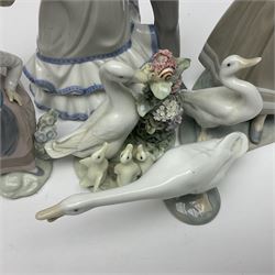 Five Lladro figures, to include How do you do 1439, Sweet Scent 5221, Shepherdess with duck 4568, etc and one Nao 