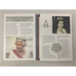 Queen Elizabeth II 'The Platinum Jubilee Banknote Collection' including 2022 'The Unissued Fifty Pence Banknote Gold Coin', housed in official card folder with certificates