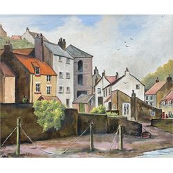 Nina Pickup (British 1947-): Staithes, oil on board signed 24cm x 30cm
