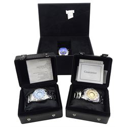 Navigator Zeon Tech 100m rechargeable system stainless steel bracelet wristwatch, No. NIL3617 and two Solsuno Zeon Tech stainless steel bracelet wristwatches (3)