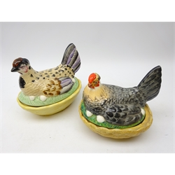  Two 19th/ early 20th century Hen on Nest tureens, L22cm max Provenance: From a Private Yorkshire Collector  