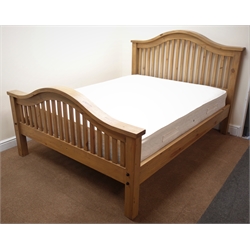  Solid pine frame 5' king size bed with mattress, W167cm, H135cm, L224cm  