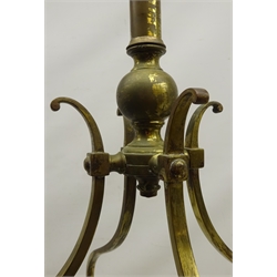  Victorian brass hall light fitting, with four star cut bevelled glass plates and baluster turned columns on scrolled supports, Rd. 211654, H110cm, W32cm max  