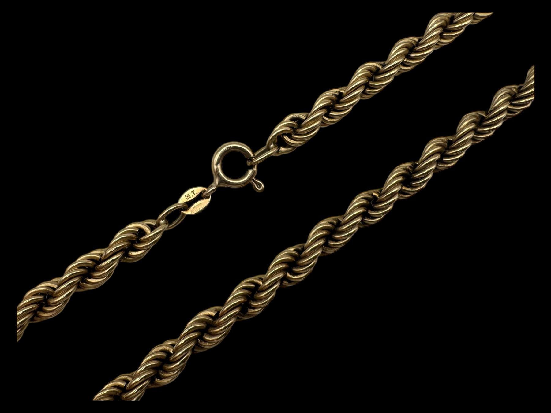 9ct gold rope twist necklace chain, hallmarked