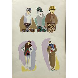 Sonia Delaunay-Terk (French 1885-1979): Fashion studies, pochoir in colours 55.5cm x 38cm (unframed)