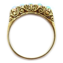  Five stone opal silver-gilt ring, stamped Sil  