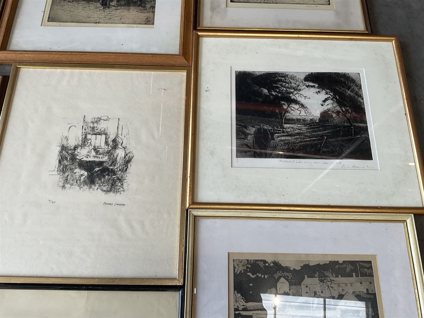 Collection of etchings, artists including Alfred Blundell, Hedley Fitton, William Walcot, Norman James, Oliver Hall, Francis Sydney Unwin, Mortimer Menpes, William P Robins, Piers Browne, etc, together with a Bernard Dunstan lithograph (15)