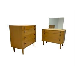Avalon - mid-20th century teak dressing chest (W82cm, D46cm, H112cm) and matching four drawer chest (W82cm, D44cm, H84cm)