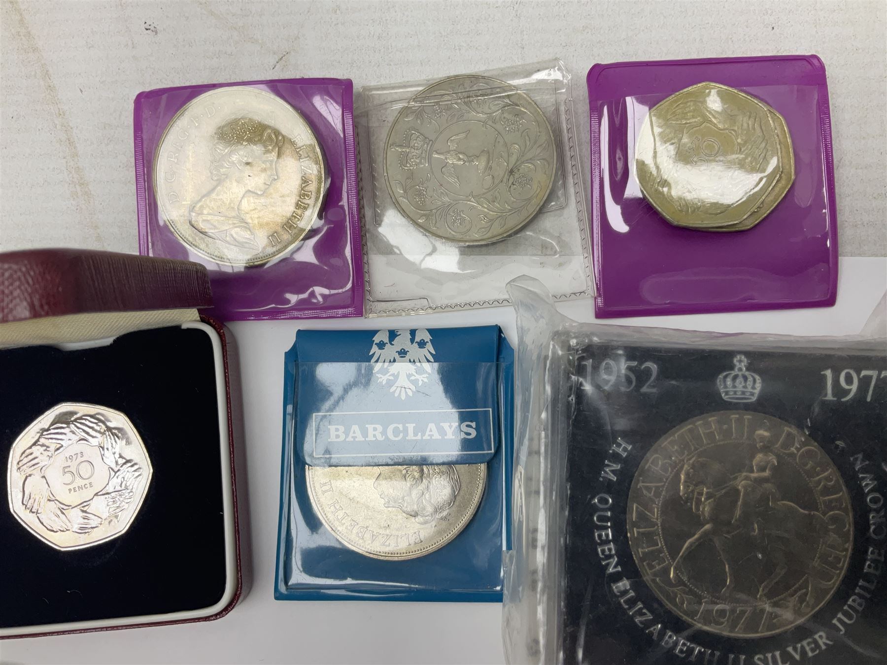 United States of America 1922 peace dollar, 1971 dollar coin, various commemorative crowns, commemorative medallions etc