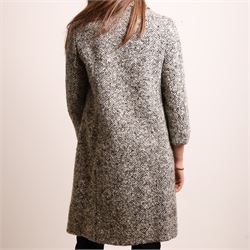 Barbour and Aquascutum - three ladies’ coats, comprising a Barbour Classic Duffle in dark brown wool blend with toggle fastenings and signature tartan lining, size UK 8, together with two Aquascutum herringbone wool coats, each double-breasted and fully lined, both bearing Regent Street London labels (3)