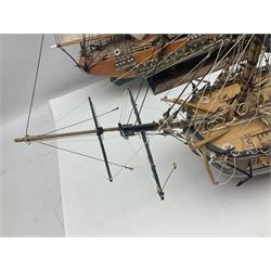 Wooden scale model model of a galleon 'Fragata Siglo XVIII ship, together with three mast scratch built ship and one other, fragata H78cm