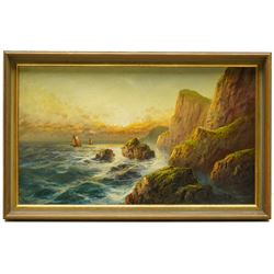 Frank Hider (British 1861-1933): 'The Glory of the Western Sky', oil on canvas signed, titled verso 29cm x 49cm