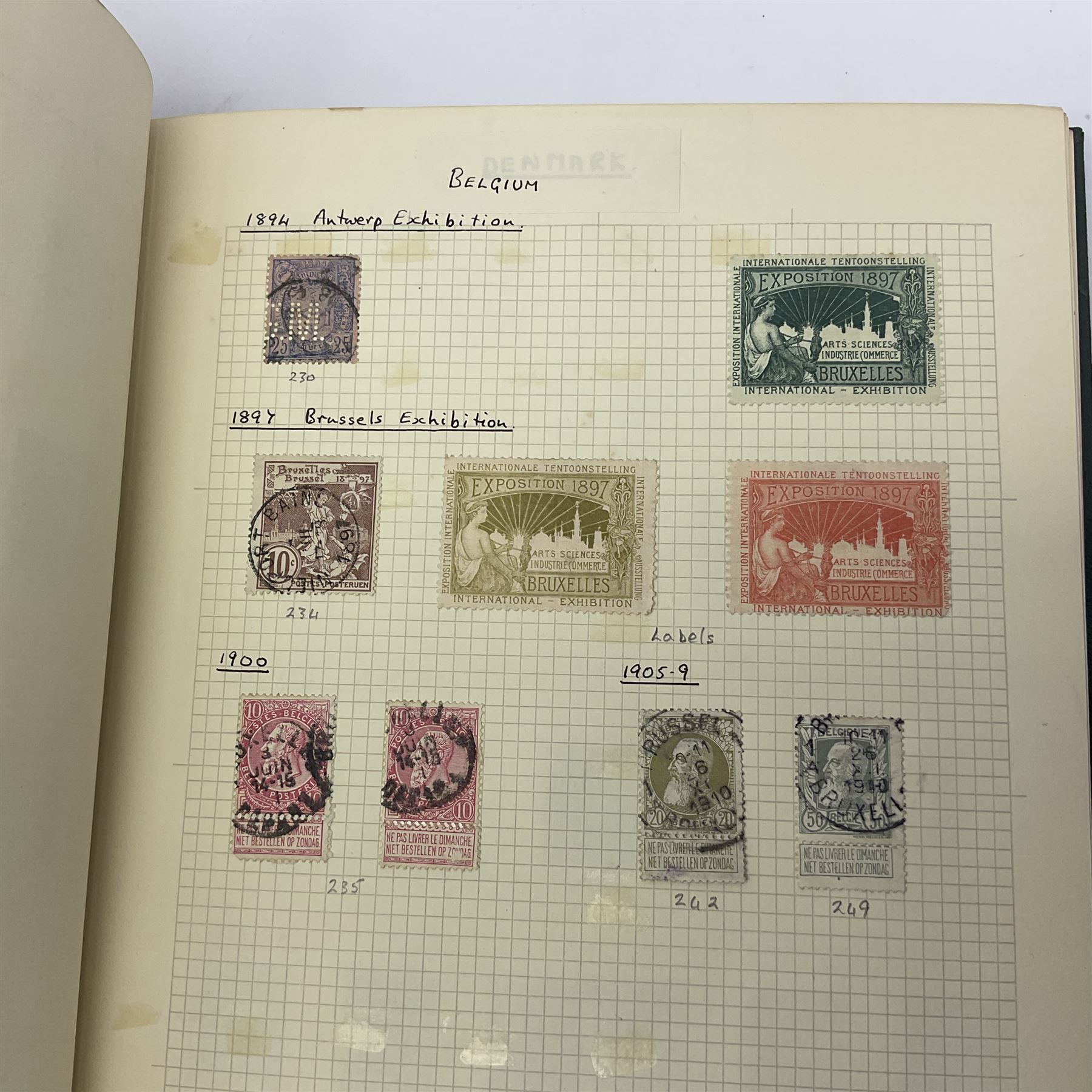 World stamps including Andorra, Austria with 1858 and later issues, Belgium with imperfs and later, Belgium, Cuba, Czechoslovakia, Denmark, Ireland, France, Germany with Hamburg, Lubeck, Oldenburg, Saxony etc, Greece, Hungary, the Netherlands, Spain etc, housed in two albums 