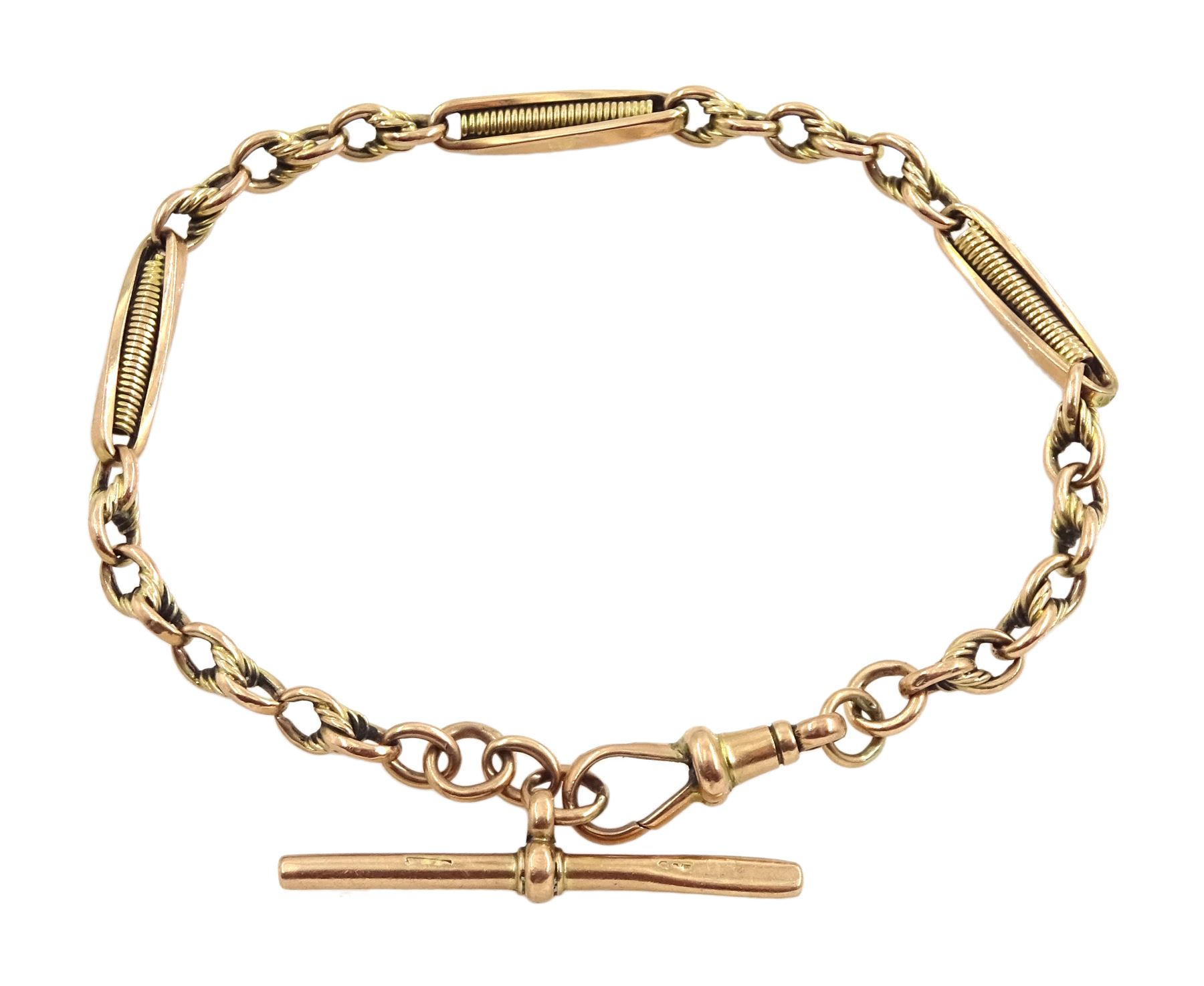 9ct gold T bar with clip, approx 7.8gm