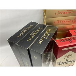 Thirteen oversized promotional shop display cigarette boxes, advertising various brands comprising Malboro, Benson and Hedges Superkings, Sovereign and Special Filter, tallest H48cm