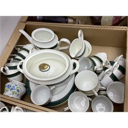 St Michaels Pemberton pattern dinner and tea wares, including dinner plates, side plates, teacups, gravy boat, etc together with art glass, vases, tea wares, etc, in five boxes 