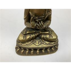 Cast brass figure of a seated Buddha, H28.5cm