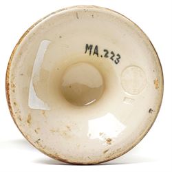 Pair of Doulton Lambeth vases, painted with white flowers, impressed marks to base and signed MA, for Mary Aitken, 1878, H28cm (2)