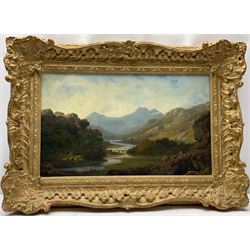 Attrib. William Ward Gill (1823-1894): Mountain Valley Landscape, oil on canvas unsigned 26cm x 43cm