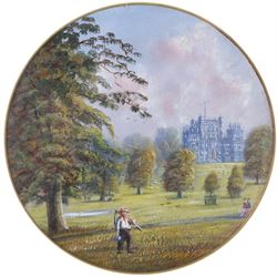 Albert Henry Findlay (British 1880-1975): 'Bootham Bar - York', watercolour signed and titled, 37cm x 27cm; together with a circular oil depicting Wollaton Hall, D21cm (2)