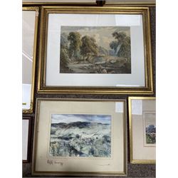 Collection of 20th Century watercolours, to include Jeremy Taylor (British 1957-): 'Sutcliffe's View - Whitby' and John Smith Atherton (British 1877-1943): Village Scene, variously signed, titled, dated and with original labels max 33.5cm x 43cm (8)