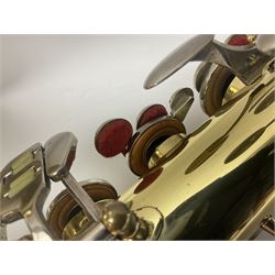 Czechoslovakian Corton tenor saxophone, probably 1970s/80s, serial no.132621; in fitted carrying case with crook and two mouthpieces