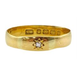 Victorian 22ct gold gypsy set single stone diamond ring, Birmingham 1890 