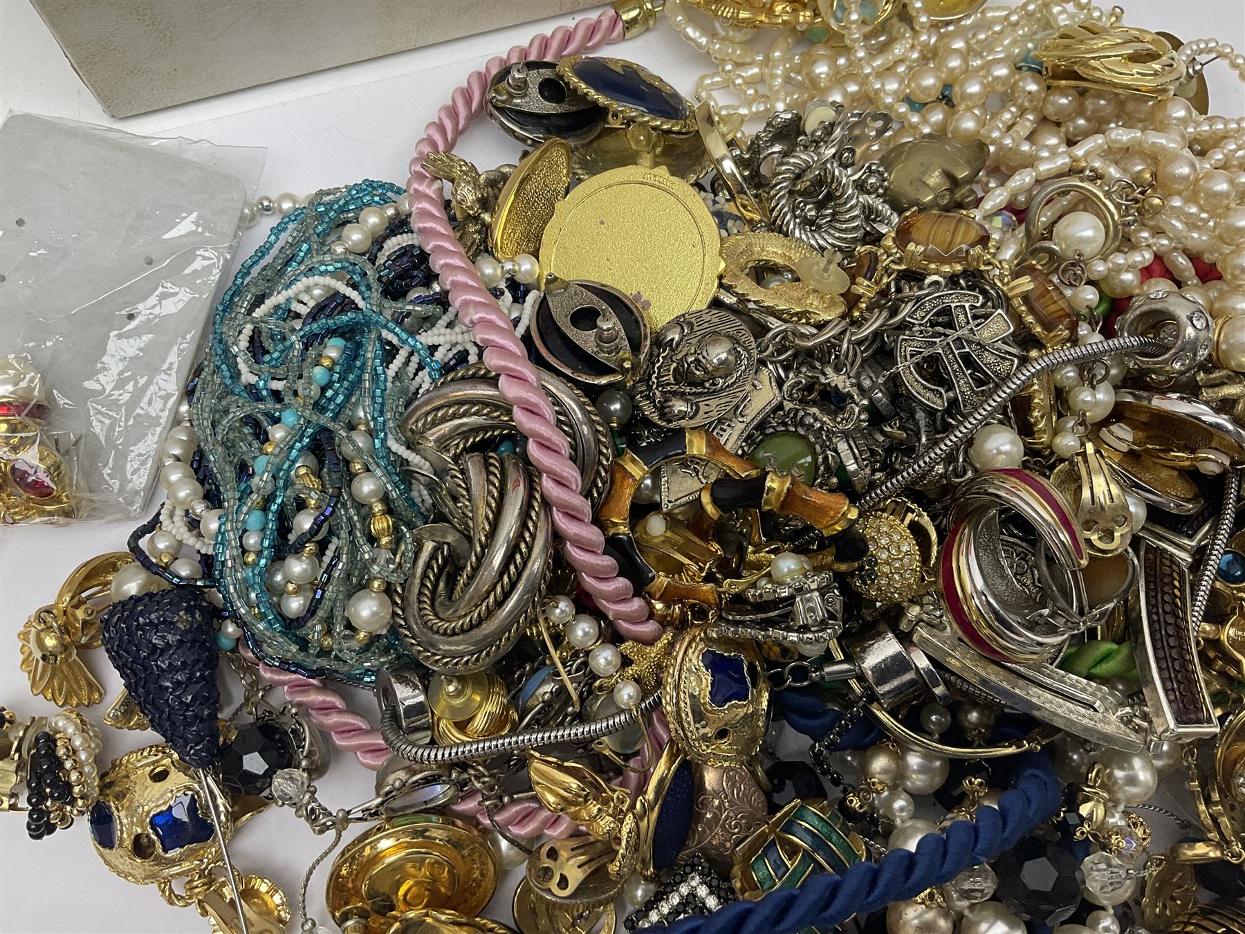 Norweigian silver enamel leaf brooch by David Andersen, together with a military issue pocket watch and a collection of costume jewellery including pair of clip on earrings by Butler & Wilson, beaded jewellery, brooches, etc