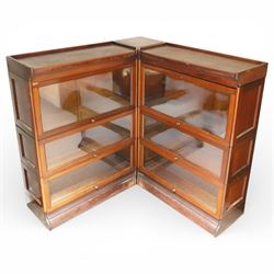 Globe Wernicke - early 20th century corner bookcase, comprising six sections, panelled sid...