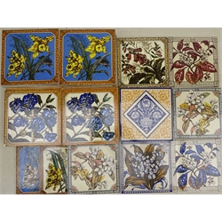  Large Collection of Art Tile Company and H&E Smith dust-pressed floral printed tiles, approx 15cm x 15cm (87) Provenance: From a Private Yorkshire Collector  