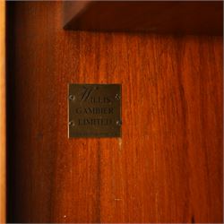 Willis & Gambier - French cherry wood double wardrobe, panelled front twin doors, internal wooden hanging rail below a shelf, raised on a moulded plinth base 