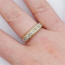 9ct gold round brilliant cut diamond half eternity ring, hallmarked, total diamond weight 0.25 carat