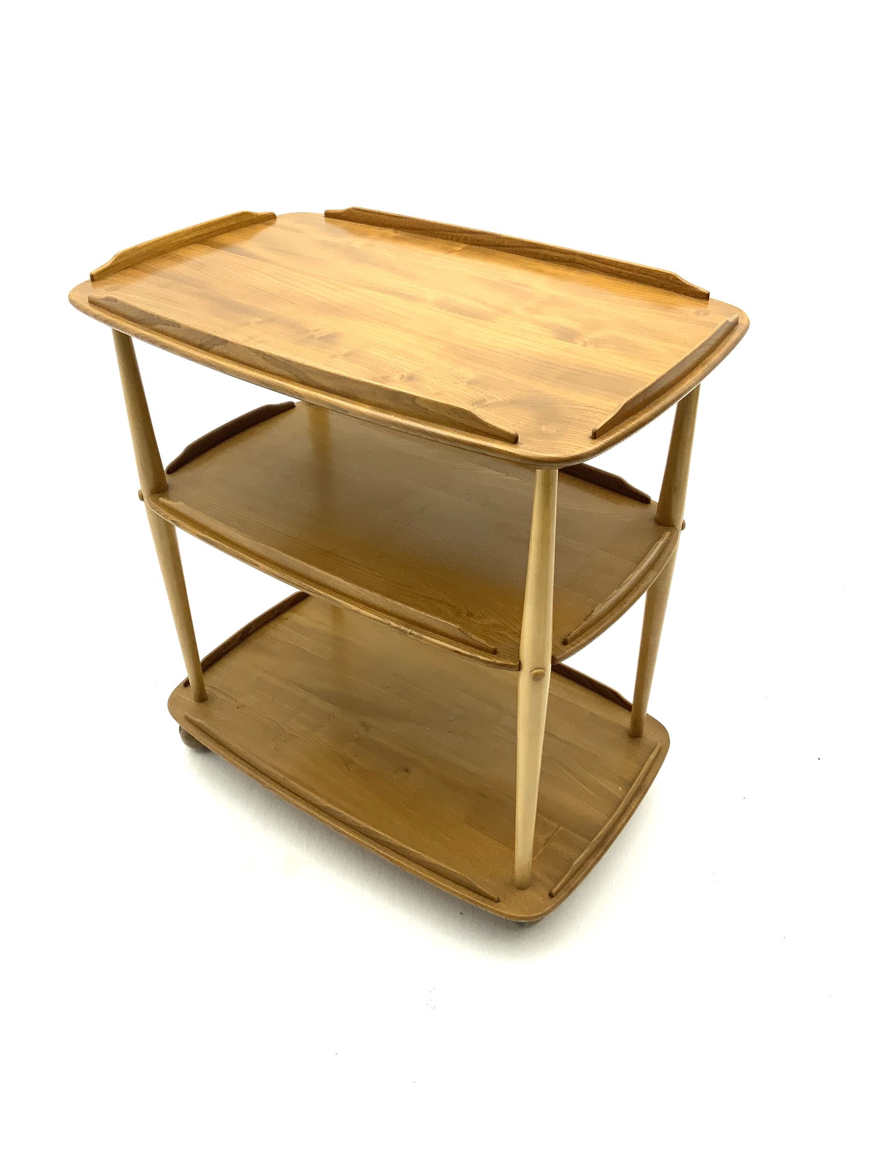 Ercol light elm and beech three tier tea trolley The Furnishings Sale