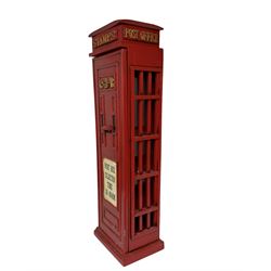Wooden painted post box cupboard, with four shelves, H87cm