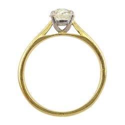 18ct gold single stone old cut diamond ring, hallmarked, diamond approx 0.80 carat
