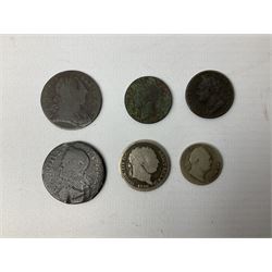 Queen Victoria 1861 penny, 1876 sixpence coin, five early silver coins including Elizabeth I etc