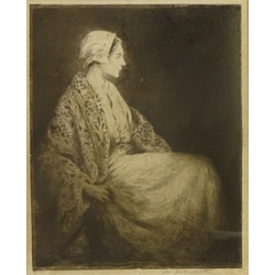  Lady in a Bonnet, etching by Percy Lancaster signed and numbered in pencil 21cm x 17cm  