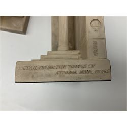 Timothy Richards handmade English plaster architectural models, Ionic; The Second Order of Greek Architecture, bookends, H22cm